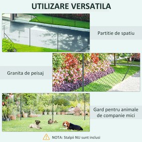Outsunny Plasă de Împrejmuire din Oțel Plastifiat Verde, Ideală pentru Grădini și Spații Exterioare, 25x1.7m | Aosom Romania