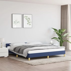 347429 vidaXL Cadru de pat cu tăblie, albastru, 160x200 cm, textil