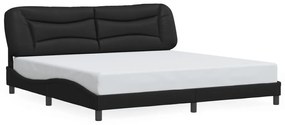 3213955 vidaXL Cadru de pat cu lumini LED, negru, 200x200 cm, piele ecologică