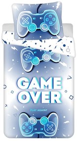 Lenjerie de pat pentru copii albă/albastră din bumbac pentru pat de o persoană 140x200 cm Game over – Jerry Fabrics