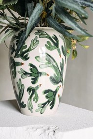 Vază din ceramică artizanală, albastru, cu formă ondulată și fundiță decorativă cu buline, 19,5x28,5 cm, „Belivia" (Copy 1)
