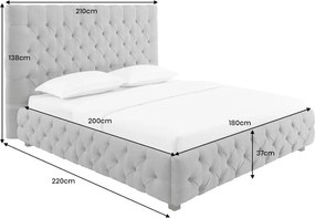 Pat elegant tapitat cu tesatura gri, PARIS CHESTERFIELD 180x200cm