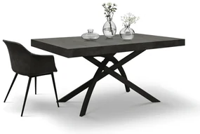 MASA CLEO EXTENSIBILA CU PICIOR METALIC - OTEL OXIDAT - 140 cm / 90 / h 77