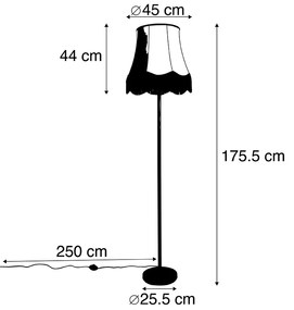 Lampă de podea clasică neagră cu abajur gri Granny B - Simplo