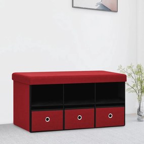338809 vidaXL Bancă depozitare pliabilă, roşu vin, 76x38x38 cm imitație pânză