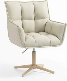 HR560CROSS Scaun Ecru Piele Ecologica Premium Soft cu Bază Crem