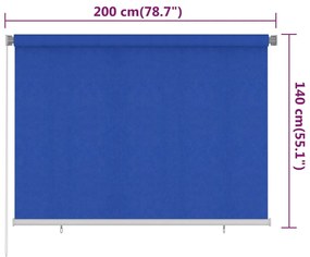 Jaluzea tip rulou de exterior, albastru, 200x140 cm, HDPE Albastru, 200 x 140 cm
