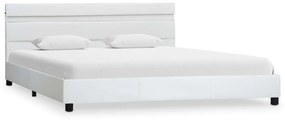 284789 vidaXL Cadru de pat cu LED, alb, 140 x 200 cm, piele ecologică