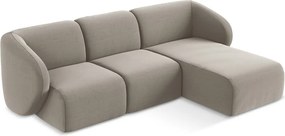 Colțar maro deschis cu tapițerie din catifea (cu colț pe partea dreaptă/cu șezlong) Lani – Makamii