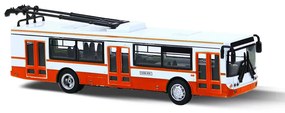 Troleibus metalic, 16 cm, roșu - cu tragere