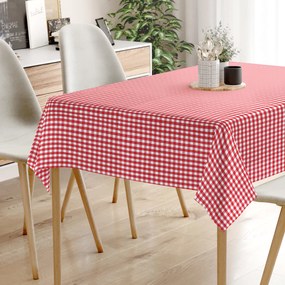 Goldea față de masă 100% bumbac kanafas -  carouri mici roșii-albe 120 x 120 cm