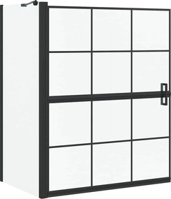 vidaXL Ecran de baie pentru duș Negru și transparent 116 x 68 x 128 cm