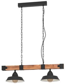 Lustră neagră/în culoare naturală cu abajur din metal OLDBURY – EGLO