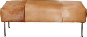 Banchetă hol maro din piele naturală de vacă și metal, 43 x 104 x 46 cm, „Mosset”