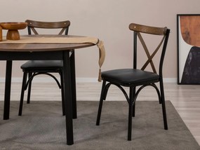 Set mobilier sufragerie Duvasa 6 (Nuc + negru) (pentru 2 persoane). 1093753