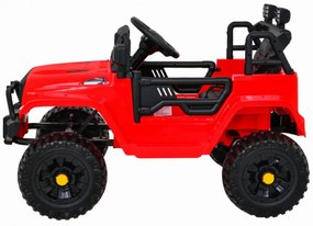 Masinuta Electrica cu acumulator pentru copii NOVOKIDS™ Dark Knight Jeep PRO, Max 30 kg, 3-8 ani , Cu melodii si lumini, 12V, 2 Viteze, Rosu