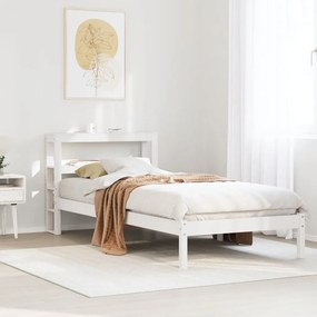 vidaXL Cadru de pat fără saltea, alb, 90x200 cm, lemn masiv pin