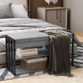 HOMCOM Suport pentru pantofi cu bancă de ședere, mobilier de hol pentru pantofi, dulap cu design în 3 trepte, pentru hol, intrare, camera de zi, dormitor, Gri | Aosom Romania