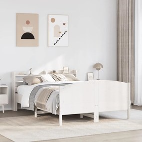 vidaXL Cadru de pat fără saltea, alb, 120x200 cm, lemn masiv pin