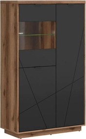 Vitrina FORN, nuc/negru mat, PAL melaminat/sticla securizata, 94x43x15