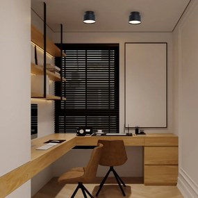 Mini Plafoniera LED cu lumina ambientala in sus Ovidia negru D-14cm