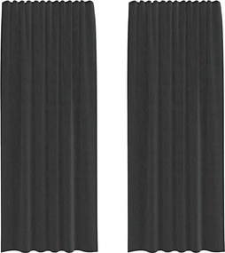 vidaXL Perdele Voile cu buzunare pentru bare 2 buc Negru