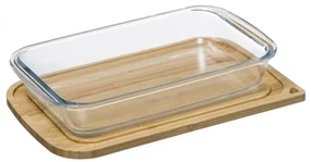 Vas termorezistent Arjun, capac bambus, 31.2 x 19.8 x H 5,5 cm, 1.6 litri