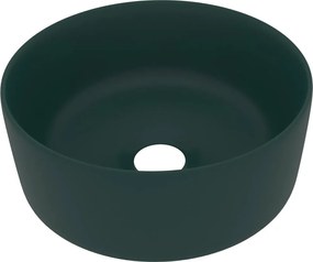 vidaXL Chiuvetă baie lux verde închis mat 40x15 cm ceramică rotund