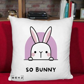 Perna Decorativa So Bunny Kawaii, 40x40 cm, Alb Pufos, Husa Detasabila, Perna Inclusa, BEKZ®