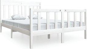 vidaXL Cadru de pat, alb, 140x190 cm, lemn masiv