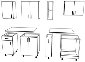 Set haaus V9, Stejar Sonoma Inchis/Alb, Blat Thermo 28 mm, L 180 cm