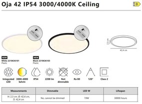 Plafoniera slim pentru baie LED Oja 42 IP54 3000/4000K alb