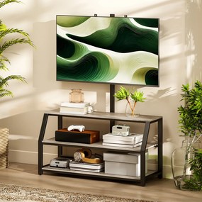 HOMCOM Comodă TV cu suport pentru televizoare până la 182,9 cm, comodă TV cu 2 rafturi deschise, 110x43x150cm, gri | Aosom Romania