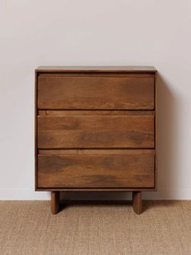 Comoda maro, din lemn de acacia, cu 3 sertare, Leeds