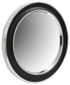Oglindă rotunda cu rama din fier si MDF negru/argintiu 4x58x58 cm