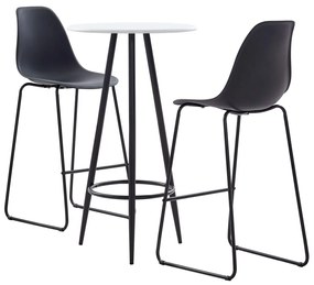 vidaXL Set mobilier de bar, 3 piese, negru, plastic