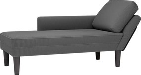 vidaXL Sezlong cu pernă din țesătură din velur gri închis