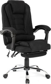 RESIGILAT- Scaun directorial, Masaj în perna lombară, Suport picioare, Rabatabil, textil, Negru