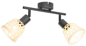Spotlight oriental negru cu bambus 2 lumini - Rayan