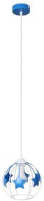 Lustră pe cablu pentru copii STARS 1xE27/15W/230V albastru/alb