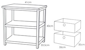 Noptieră camera copilului, model tigru, cu 2 sertare, H&amp;S Collection, MDF, 41x33,5x43 cm, albastru