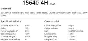 Lustra suspendata cu 4 pendule design modern Tilly 15640-4H GL
