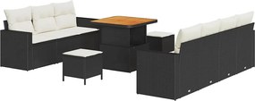 vidaXL Set de canapele pentru grădină cu pernă 10 pcs negru și crem