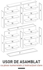 HOMCOM Mobilier Bibliotecă cu 16 Rafturi pentru 720 CD-uri din Lemn 106.5x24x126.3 cm Negru | Aosom Romania
