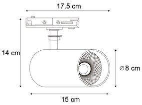 Spot modern alb pentru sistem de iluminat pe șină monofazat, inclusiv LED - Iconic Mark