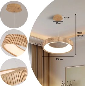 Brilagi - Lustră LED suspendată pe cablu FALCON WOOD MODERN LED/30W/230V Ø 45 cm lemn