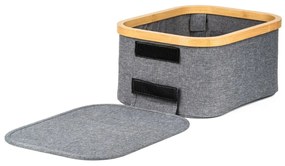 Cutie de depozitare G21 24 x 30 x 15 cm, dinbambus cu capac, gri