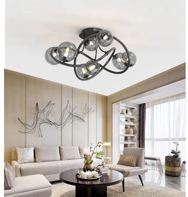 Lustră LED aplicată NANCY Wofi 9014-805 8xG9/3,5W/230V negru/crom