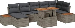 vidaXL Set de canapele pentru grădină 8 pcs Gri Rattan poli