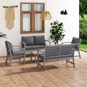 3057783 vidaXL Set mobilier de grădină cu perne, 5 piese, gri, lemn de acacia